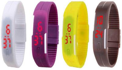 NS18 Silicone Led Magnet Band Combo of 4 White, Purple, Yellow And Brown Watch - For Boys & Girls
NS18 Silicone Led Magnet Band Combo of 4 White, Purple, Yellow And Brown Watch - For Boys & Girls
