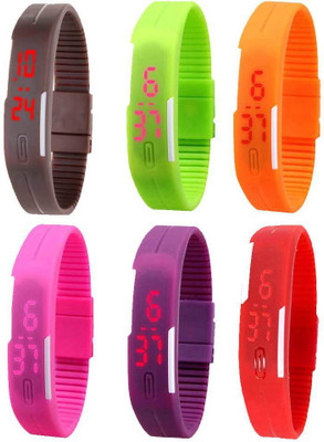 NS18 Silicone Led Magnet Band Combo of 6 Brown, Green, Orange, Pink, Purple And Red Watch - For Boys & Girls
NS18 Silicone Led Magnet Band Combo of 6 Brown, Green, Orange, Pink, Purple And Red Watch - For Boys & Girls