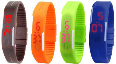 Kissu Led Magnet Band Combo of 4 Brown, Orange, Green And Blue Watch - For Men & Women
Kissu Led Magnet Band Combo of 4 Brown, Orange, Green And Blue Watch - For Men & Women