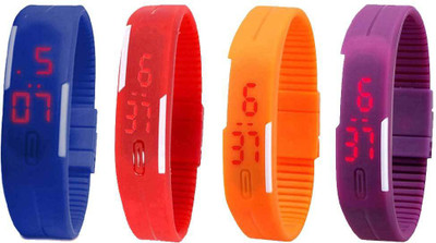 NS18 Silicone Led Magnet Band Watch Combo of 4 Blue, Red, Orange And Purple Watch - For Couple
NS18 Silicone Led Magnet Band Watch Combo of 4 Blue, Red, Orange And Purple Watch - For Couple