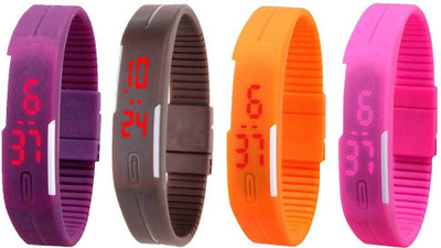 NS18 Silicone Led Magnet Band Combo of 4 Purple, Brown, Orange And Pink Watch - For Boys & Girls
NS18 Silicone Led Magnet Band Combo of 4 Purple, Brown, Orange And Pink Watch - For Boys & Girls