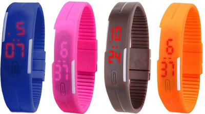 NS18 Silicone Led Magnet Band Combo of 4 Blue, Pink, Brown And Orange Watch - For Boys & Girls
NS18 Silicone Led Magnet Band Combo of 4 Blue, Pink, Brown And Orange Watch - For Boys & Girls
