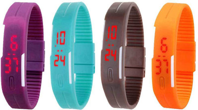 NS18 Silicone Led Magnet Band Combo of 4 Purple, Sky Blue, Brown And Orange Watch - For Boys & Girls
NS18 Silicone Led Magnet Band Combo of 4 Purple, Sky Blue, Brown And Orange Watch - For Boys & Girls