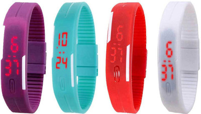 Kissu Led Magnet Band Combo of 4 Purple, Sky Blue, Red And White Watch - For Men & Women
Kissu Led Magnet Band Combo of 4 Purple, Sky Blue, Red And White Watch - For Men & Women