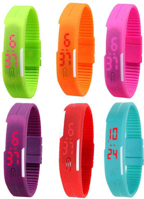 Kissu Led Magnet Band Combo of 6 Green, Orange, Pink, Purple, Red And Sky Blue Watch - For Men & Women
Kissu Led Magnet Band Combo of 6 Green, Orange, Pink, Purple, Red And Sky Blue Watch - For Men & Women