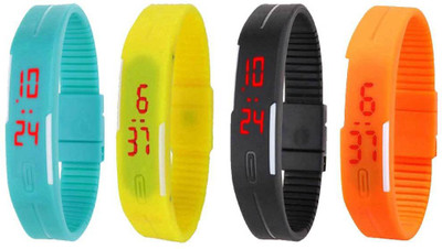 Kissu Led Magnet Band Combo of 4 Sky Blue, Yellow, Black And Orange Watch - For Men & Women
Kissu Led Magnet Band Combo of 4 Sky Blue, Yellow, Black And Orange Watch - For Men & Women