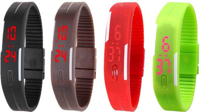 Kissu Led Magnet Band Combo of 4 Black, Brown, Red And Green Watch - For Men & Women
Kissu Led Magnet Band Combo of 4 Black, Brown, Red And Green Watch - For Men & Women