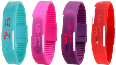 Kissu Led Magnet Band Combo of 4 Sky Blue, Pink, Purple And Red Watch - For Men & Women
Kissu Led Magnet Band Combo of 4 Sky Blue, Pink, Purple And Red Watch - For Men & Women