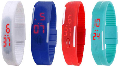 Kissu Led Magnet Band Combo of 4 White, Blue, Red And Sky Blue Watch - For Men & Women
Kissu Led Magnet Band Combo of 4 White, Blue, Red And Sky Blue Watch - For Men & Women