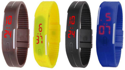 Kissu Led Magnet Band Combo of 4 Brown, Yellow, Black And Blue Watch - For Men & Women
Kissu Led Magnet Band Combo of 4 Brown, Yellow, Black And Blue Watch - For Men & Women