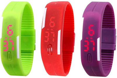 NS18 Silicone Led Magnet Band Combo of 3 Green, Red And Purple Watch - For Boys & Girls
NS18 Silicone Led Magnet Band Combo of 3 Green, Red And Purple Watch - For Boys & Girls