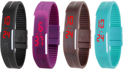 Kissu Led Magnet Band Combo of 4 Black, Purple, Brown And Sky Blue Watch - For Men & Women
Kissu Led Magnet Band Combo of 4 Black, Purple, Brown And Sky Blue Watch - For Men & Women