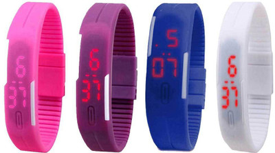 NS18 Silicone Led Magnet Band Combo of 4 Pink, Purple, Blue And White Watch - For Boys & Girls
NS18 Silicone Led Magnet Band Combo of 4 Pink, Purple, Blue And White Watch - For Boys & Girls