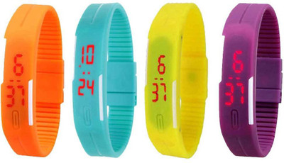 NS18 Silicone Led Magnet Band Watch Combo of 4 Orange, Sky Blue, Yellow And Purple Watch - For Couple
NS18 Silicone Led Magnet Band Watch Combo of 4 Orange, Sky Blue, Yellow And Purple Watch - For Couple