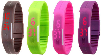 Kissu Led Magnet Band Combo of 4 Brown, Green, Pink And Purple Watch - For Men & Women
Kissu Led Magnet Band Combo of 4 Brown, Green, Pink And Purple Watch - For Men & Women