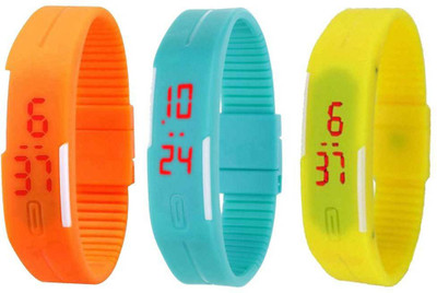 Kissu Led Magnet Band Combo of 3 Orange, Sky Blue And Yellow Watch - For Men & Women
Kissu Led Magnet Band Combo of 3 Orange, Sky Blue And Yellow Watch - For Men & Women