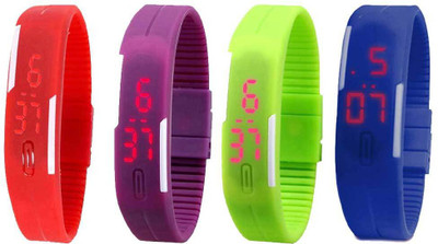 Kissu Led Magnet Band Combo of 4 Red, Purple, Green And Blue Watch - For Men & Women
Kissu Led Magnet Band Combo of 4 Red, Purple, Green And Blue Watch - For Men & Women
