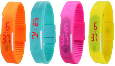 Kissu Led Magnet Band Combo of 4 Orange, Sky Blue, Pink And Yellow Watch - For Men & Women
Kissu Led Magnet Band Combo of 4 Orange, Sky Blue, Pink And Yellow Watch - For Men & Women