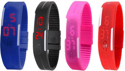 Kissu Led Magnet Band Combo of 4 Blue, Black, Pink And Red Watch - For Men & Women
Kissu Led Magnet Band Combo of 4 Blue, Black, Pink And Red Watch - For Men & Women