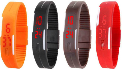Kissu Led Magnet Band Combo of 4 Orange, Black, Brown And Red Watch - For Men & Women
Kissu Led Magnet Band Combo of 4 Orange, Black, Brown And Red Watch - For Men & Women