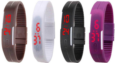 Kissu Led Magnet Band Combo of 4 Brown, White, Black And Purple Watch - For Men & Women
Kissu Led Magnet Band Combo of 4 Brown, White, Black And Purple Watch - For Men & Women