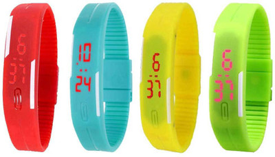 Kissu Led Magnet Band Combo of 4 Red, Sky Blue, Yellow And Green Watch - For Men & Women
Kissu Led Magnet Band Combo of 4 Red, Sky Blue, Yellow And Green Watch - For Men & Women