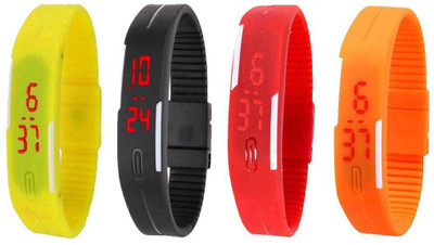 NS18 Silicone Led Magnet Band Combo of 4 Yellow, Black, Red And Orange Watch - For Boys & Girls
NS18 Silicone Led Magnet Band Combo of 4 Yellow, Black, Red And Orange Watch - For Boys & Girls