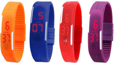 NS18 Silicone Led Magnet Band Watch Combo of 4 Orange, Blue, Red And Purple Watch - For Couple
NS18 Silicone Led Magnet Band Watch Combo of 4 Orange, Blue, Red And Purple Watch - For Couple