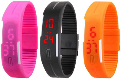 NS18 Silicone Led Magnet Band Combo of 3 Pink, Black And Orange Watch - For Boys & Girls
NS18 Silicone Led Magnet Band Combo of 3 Pink, Black And Orange Watch - For Boys & Girls