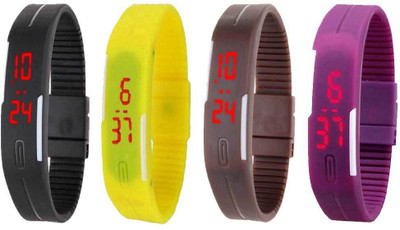 Kissu Led Magnet Band Combo of 4 Black, Yellow, Brown And Purple Watch - For Men & Women
Kissu Led Magnet Band Combo of 4 Black, Yellow, Brown And Purple Watch - For Men & Women
