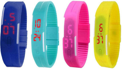 Kissu Led Magnet Band Combo of 4 Blue, Sky Blue, Pink And Yellow Watch - For Men & Women
Kissu Led Magnet Band Combo of 4 Blue, Sky Blue, Pink And Yellow Watch - For Men & Women