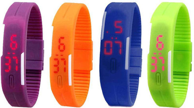 Kissu Led Magnet Band Combo of 4 Purple, Orange, Blue And Green Watch - For Men & Women
Kissu Led Magnet Band Combo of 4 Purple, Orange, Blue And Green Watch - For Men & Women