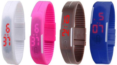 NS18 Silicone Led Magnet Band Combo of 4 White, Pink, Brown And Blue Watch - For Boys & Girls
NS18 Silicone Led Magnet Band Combo of 4 White, Pink, Brown And Blue Watch - For Boys & Girls