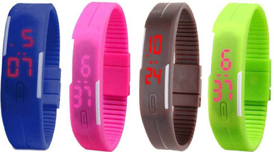 Kissu Led Magnet Band Combo of 4 Blue, Pink, Brown And Green Watch - For Men & Women
Kissu Led Magnet Band Combo of 4 Blue, Pink, Brown And Green Watch - For Men & Women