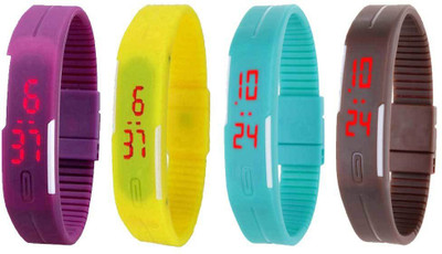 Kissu Led Magnet Band Combo of 4 Purple, Yellow, Sky Blue And Brown Watch - For Men & Women
Kissu Led Magnet Band Combo of 4 Purple, Yellow, Sky Blue And Brown Watch - For Men & Women