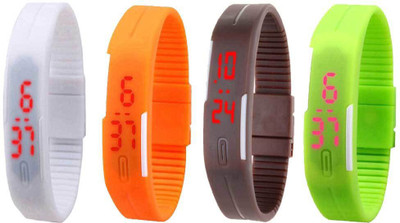 NS18 Silicone Led Magnet Band Combo of 4 White, Orange, Brown And Green Watch - For Boys & Girls
NS18 Silicone Led Magnet Band Combo of 4 White, Orange, Brown And Green Watch - For Boys & Girls