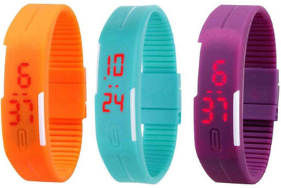 NS18 Silicone Led Magnet Band Combo of 3 Orange, Sky Blue And Purple Watch - For Boys & Girls
NS18 Silicone Led Magnet Band Combo of 3 Orange, Sky Blue And Purple Watch - For Boys & Girls