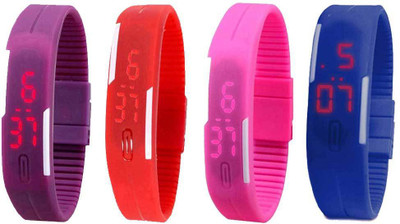 Kissu Led Magnet Band Combo of 4 Purple, Red, Pink And Blue Watch - For Men & Women
Kissu Led Magnet Band Combo of 4 Purple, Red, Pink And Blue Watch - For Men & Women