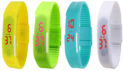 NS18 Silicone Led Magnet Band Combo of 4 Yellow, Green, Sky Blue And White Watch - For Boys & Girls
NS18 Silicone Led Magnet Band Combo of 4 Yellow, Green, Sky Blue And White Watch - For Boys & Girls