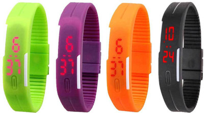 Kissu Led Magnet Band Combo of 4 Green, Purple, Orange And Black Watch - For Men & Women
Kissu Led Magnet Band Combo of 4 Green, Purple, Orange And Black Watch - For Men & Women