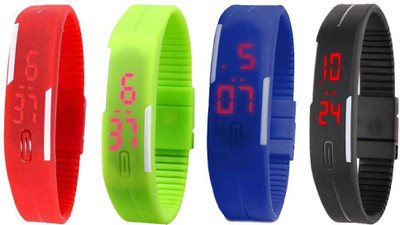Kissu Led Magnet Band Combo of 4 Red, Green, Blue And Black Watch - For Men & Women
Kissu Led Magnet Band Combo of 4 Red, Green, Blue And Black Watch - For Men & Women