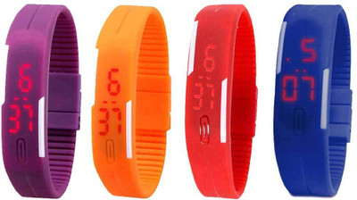 Kissu Led Magnet Band Combo of 4 Purple, Orange, Red And Blue Watch - For Men & Women
Kissu Led Magnet Band Combo of 4 Purple, Orange, Red And Blue Watch - For Men & Women