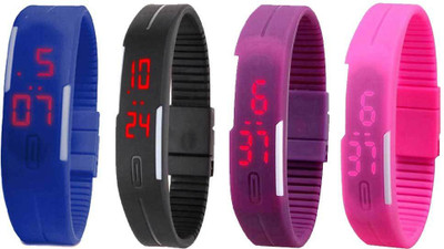 NS18 Silicone Led Magnet Band Watch Combo of 4 Blue, Black, Purple And Pink Watch - For Couple
NS18 Silicone Led Magnet Band Watch Combo of 4 Blue, Black, Purple And Pink Watch - For Couple