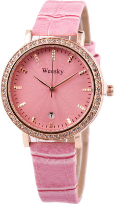 Aelo Trend Arrest- Beautiful Pink Leather Strap Watch - For Women
