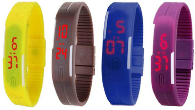 Kissu Led Magnet Band Combo of 4 Yellow, Brown, Blue And Purple Watch - For Men & Women
Kissu Led Magnet Band Combo of 4 Yellow, Brown, Blue And Purple Watch - For Men & Women