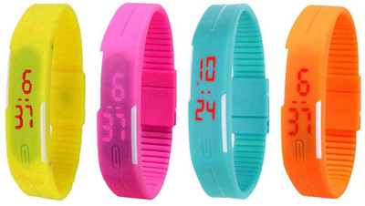 Kissu Led Magnet Band Combo of 4 Yellow, Pink, Sky Blue And Orange Watch - For Men & Women
Kissu Led Magnet Band Combo of 4 Yellow, Pink, Sky Blue And Orange Watch - For Men & Women