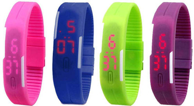 Kissu Led Magnet Band Combo of 4 Pink, Blue, Green And Purple Watch - For Men & Women
Kissu Led Magnet Band Combo of 4 Pink, Blue, Green And Purple Watch - For Men & Women
