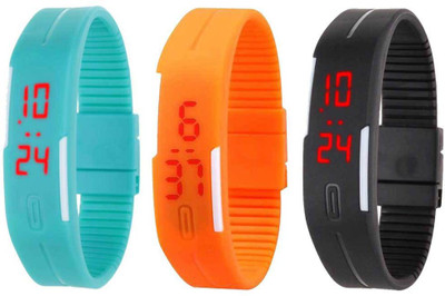 NS18 Silicone Led Magnet Band Combo of 3 Sky Blue, Orange And Black Watch - For Boys & Girls
NS18 Silicone Led Magnet Band Combo of 3 Sky Blue, Orange And Black Watch - For Boys & Girls