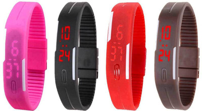 Kissu Led Magnet Band Combo of 4 Pink, Black, Red And Brown Watch - For Men & Women
Kissu Led Magnet Band Combo of 4 Pink, Black, Red And Brown Watch - For Men & Women