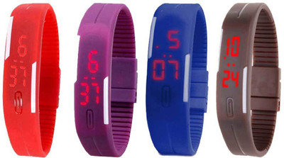 Kissu Led Magnet Band Combo of 4 Red, Purple, Blue And Brown Watch - For Men & Women
Kissu Led Magnet Band Combo of 4 Red, Purple, Blue And Brown Watch - For Men & Women